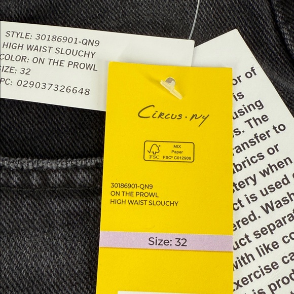 Circus NY Jeans Wm 32 High Waist Slouchy Faded Black Distressed Wide Leg Plus - Picture 3 of 14